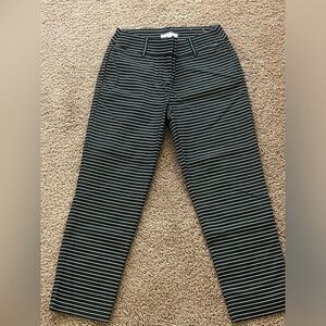 LOFT cropped dress pants. Navy blue with white stripes.